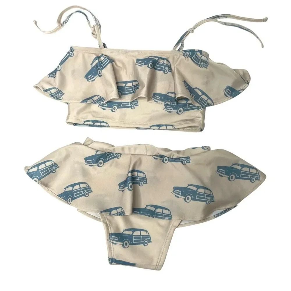 Kate Quinn swim‎ set top and bottom Size 2T car print ruffle
